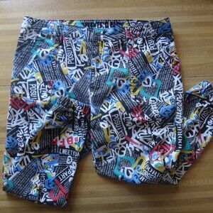 VIP Jeans Graffiti Streetwear Jogger Pants Womens 11/ 30 Black Pull On High Rise